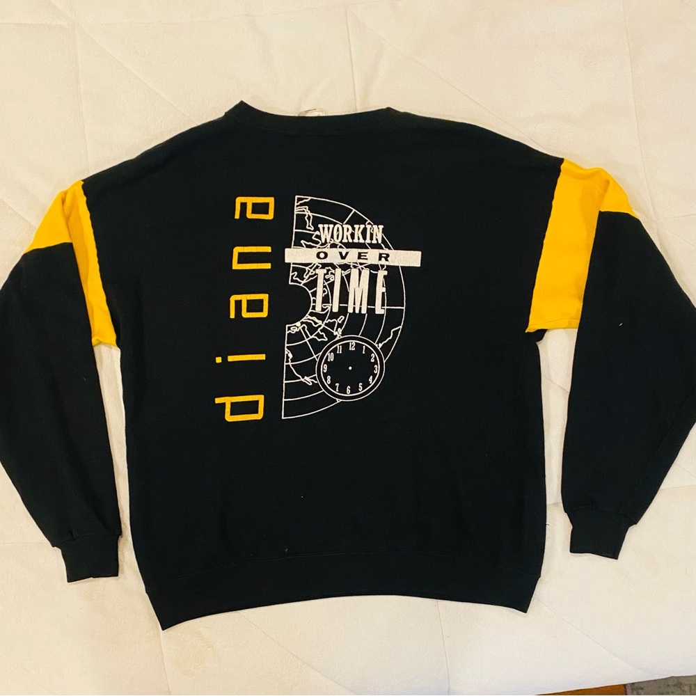 Vintage 1989 Diana Ross “Workin Overtime” Tour Black & Yellow Sweatshirt Size XL